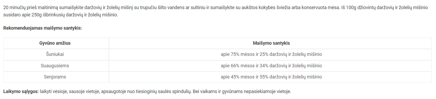 Reavet daržovių ir žolelių mišinio maisto papildas šunims, dribsniai 1kg