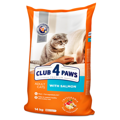 Club4Paws sausas kačių maistas su lašiša SU LAŠIŠA 14kg