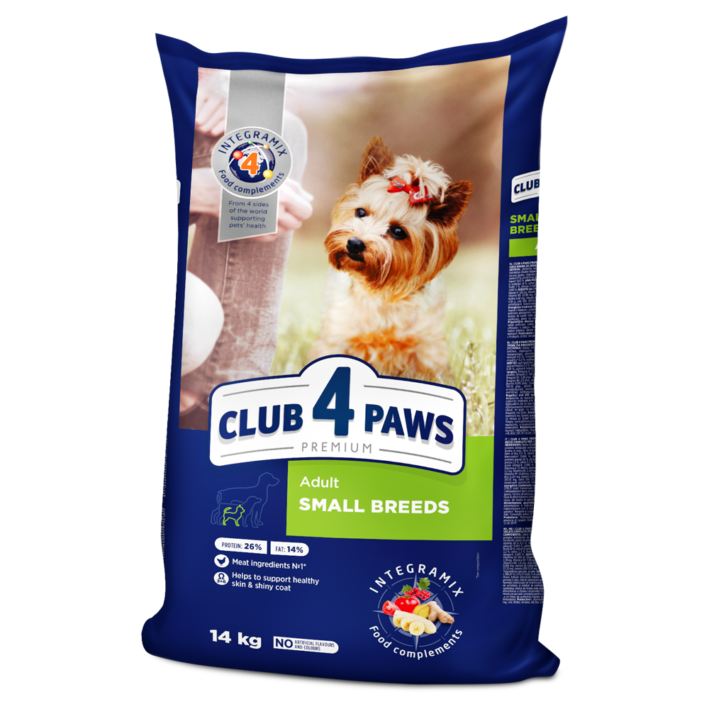 Club4Paws sausas šunų maistas suaugusiems mažų veislių šunims SU VIŠTIENA. 14kg